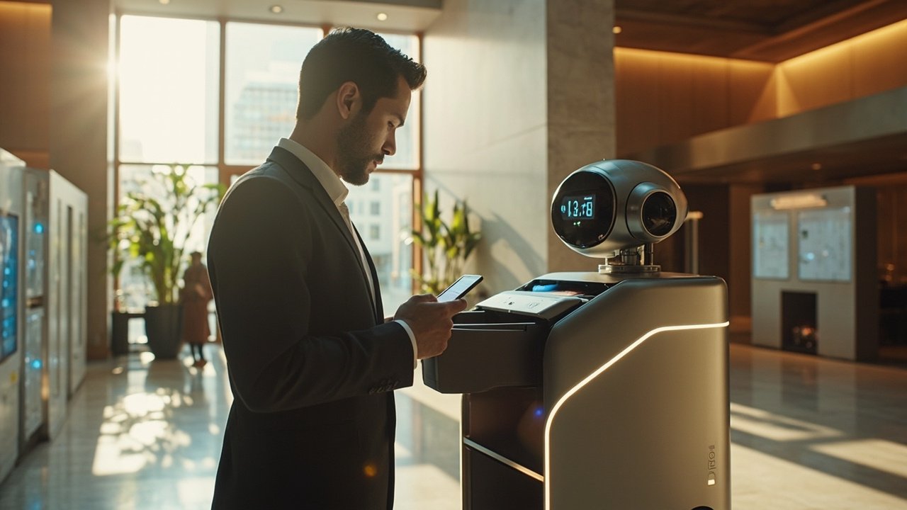Guest service interaction in a premium hospitality setting supported by coordinated digital systems