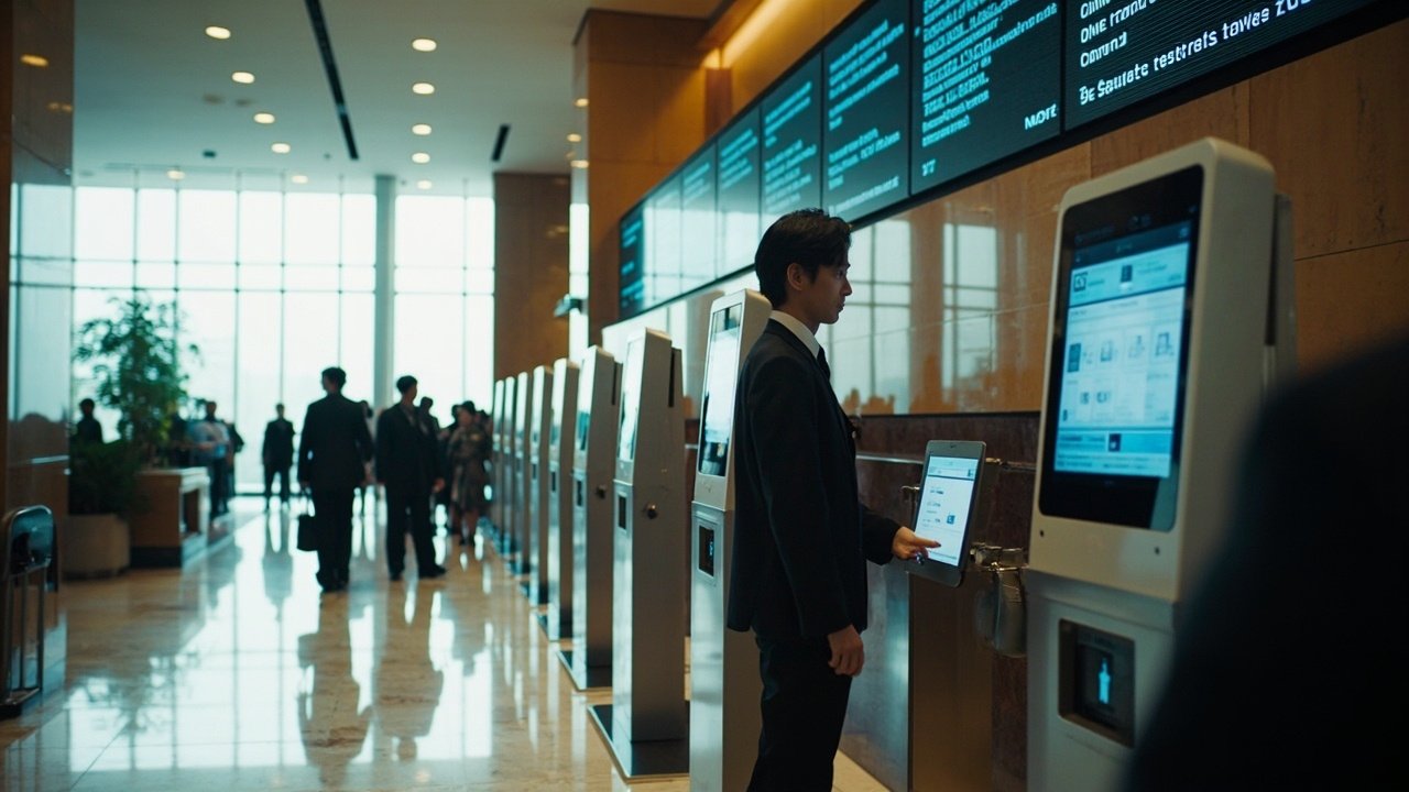 Operating hotel lobby environment suited to structured smart retrofit planning