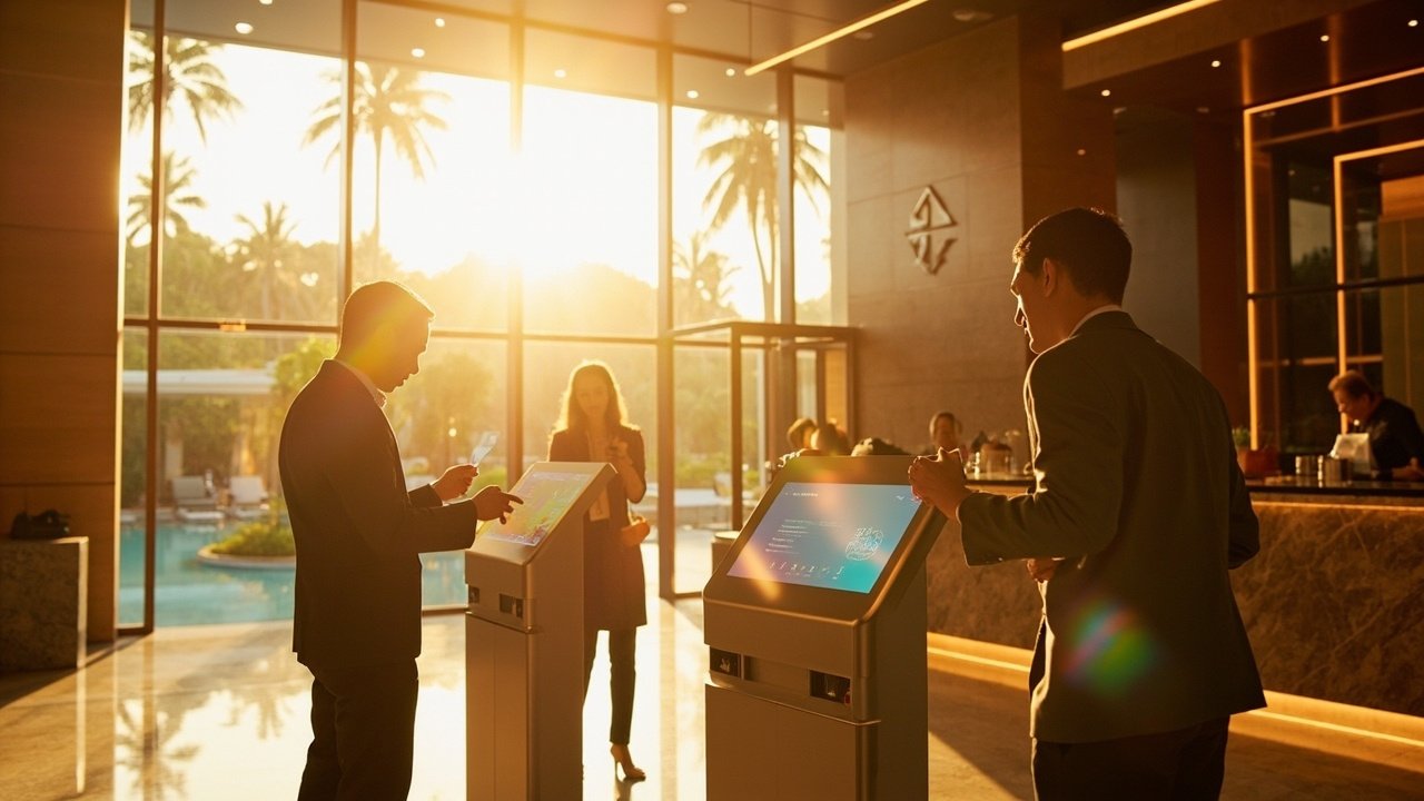 Premium hotel lobby environment aligned with smart hotel deployment standards